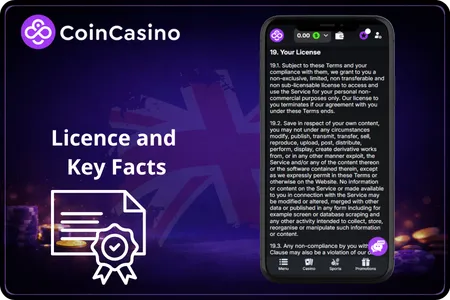 CoinCasino Licence and Key Facts